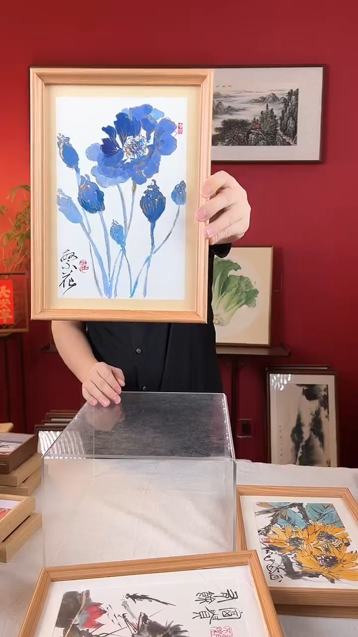 【闪购商品】国画鸢尾花A4纯手绘国画摆台