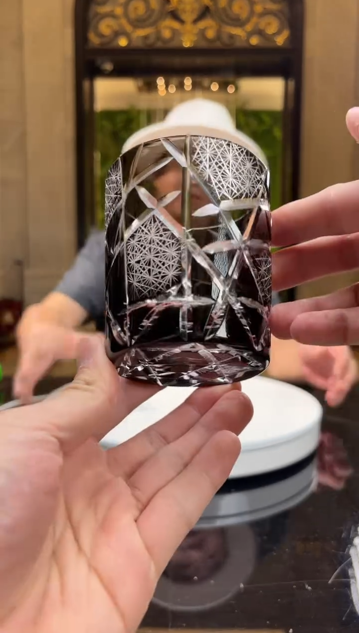 【闪购商品】摆件AJ06580黑色刻花威士忌杯