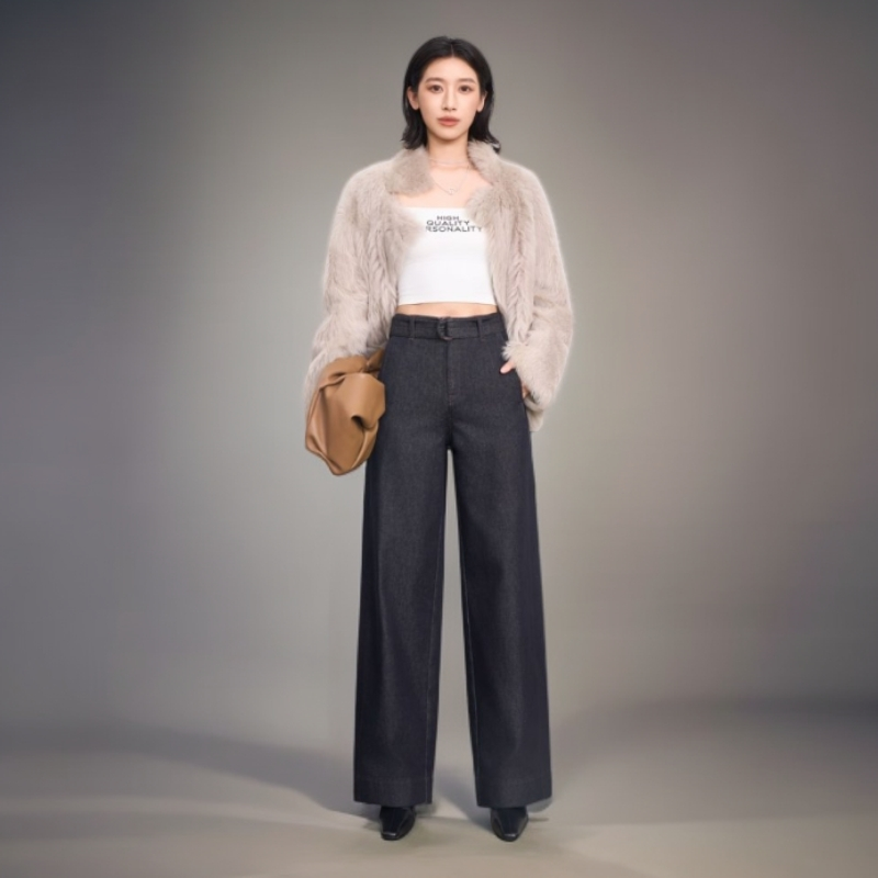 【叶子】厚款牛仔冬季直筒裤设计师款A5D5N1500