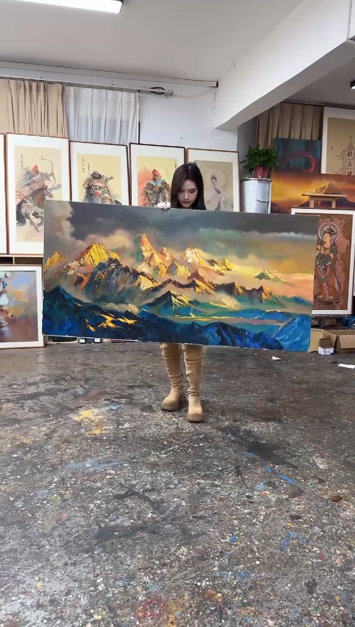 丙烯画乘***啊清河老师金山加框