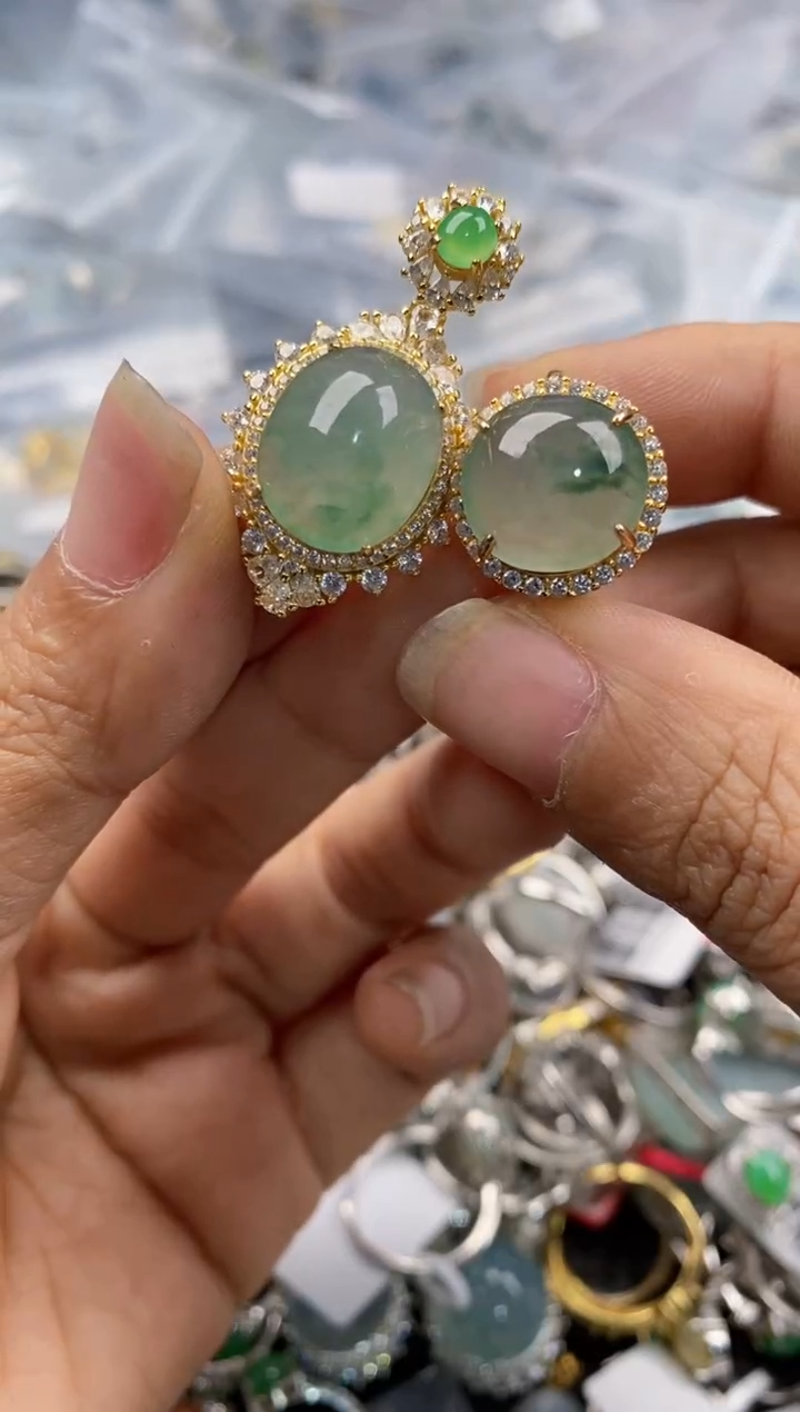 银S925镶嵌戒指翡翠1010---4