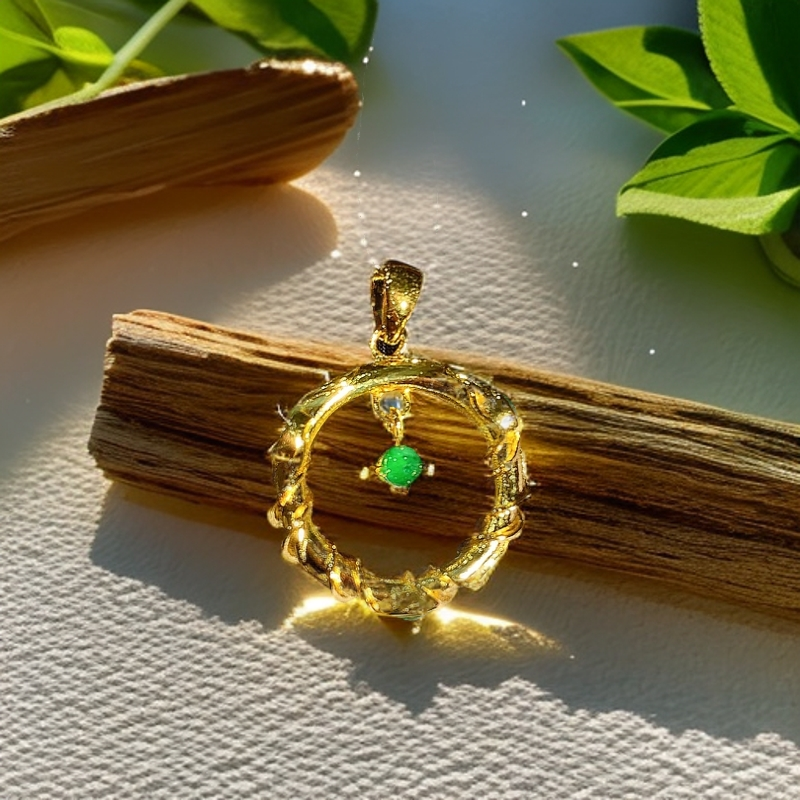 翡翠阳绿哪吒2同款乾坤圈吊坠女新中式国风项链平安扣送女友