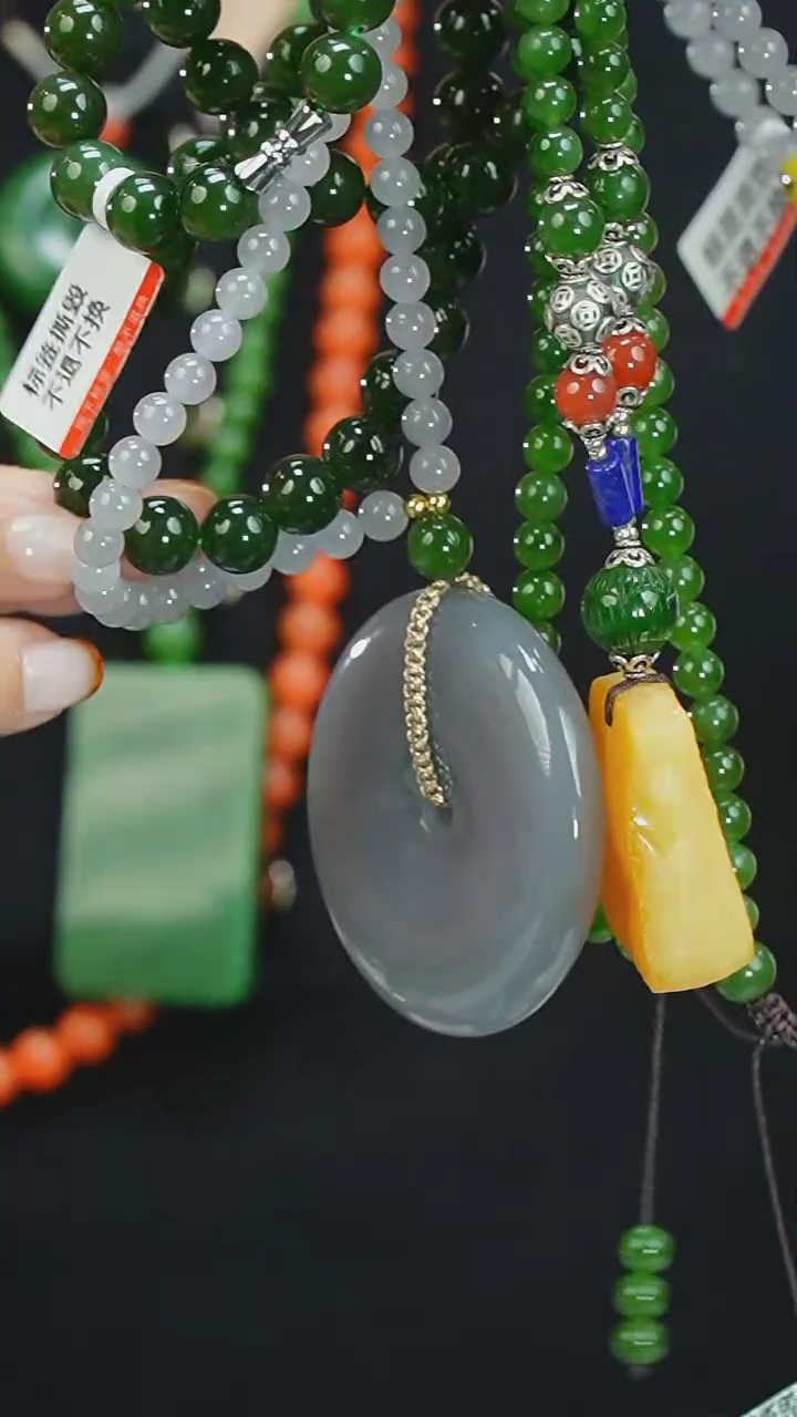 【闪购商品】和田玉三件套未镶嵌平安扣+项链+项链2