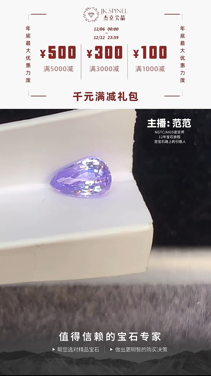 裸石尖晶石1.02ct精切越南变色尖晶石