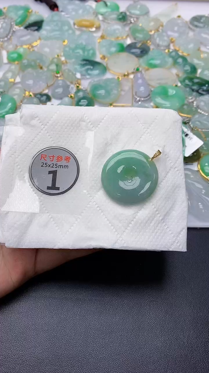 颈饰银S925镀金镶嵌翡翠 天然缅甸A货百元以上9元证书费自理