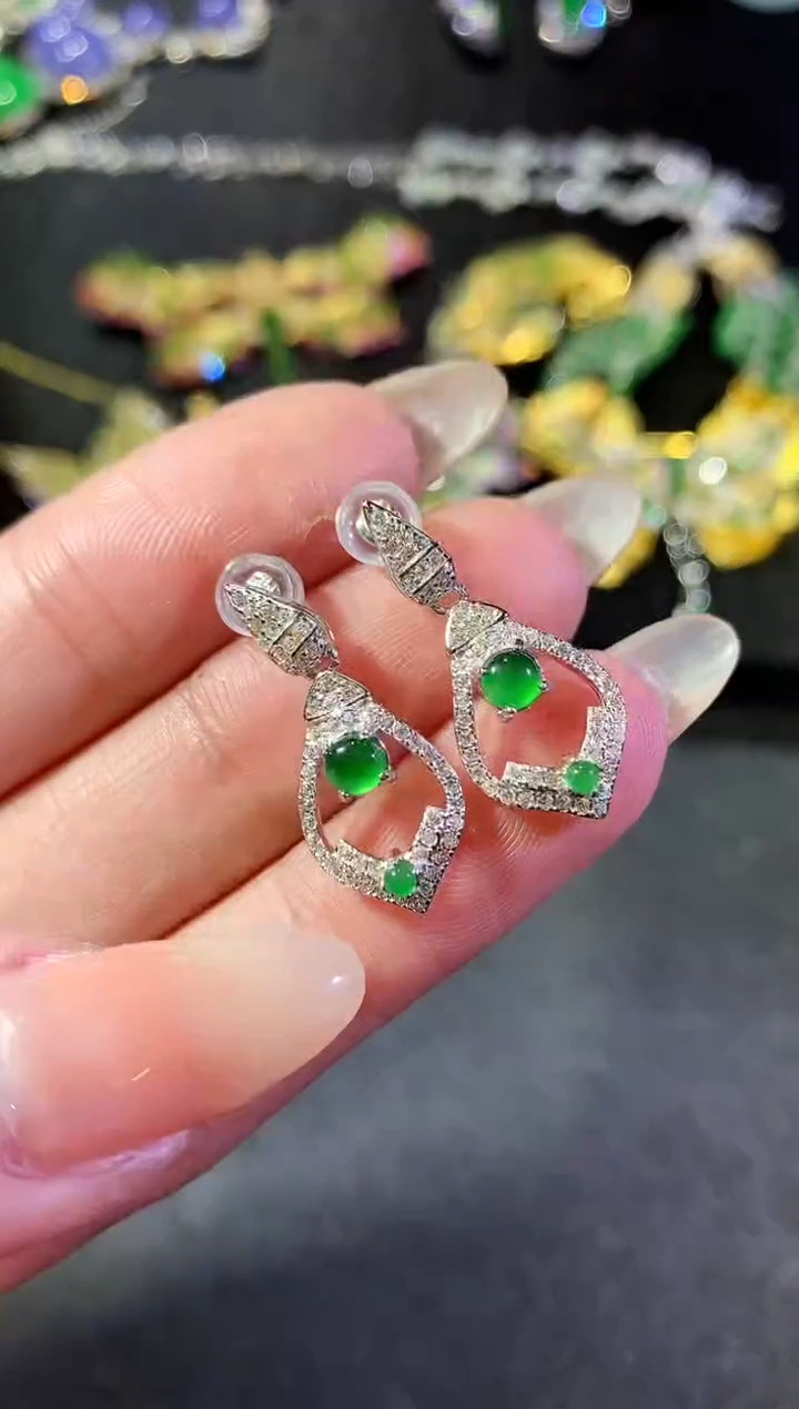 【闪购商品】翡翠耳饰银S925镶嵌139耳饰（多样性发货一件