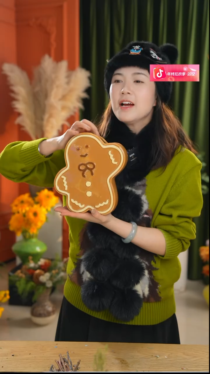 陶瓷花瓶 可爱姜饼人花瓶摆件