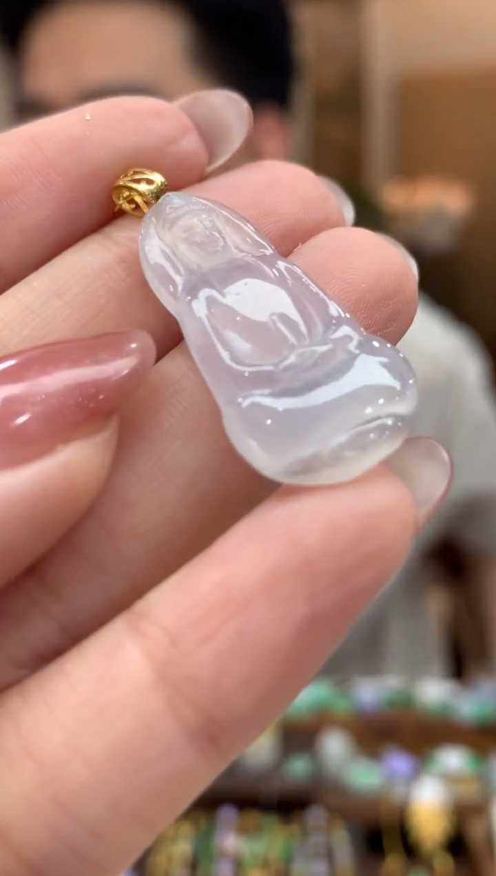翡翠18K金镶嵌吊坠(不含链)观音