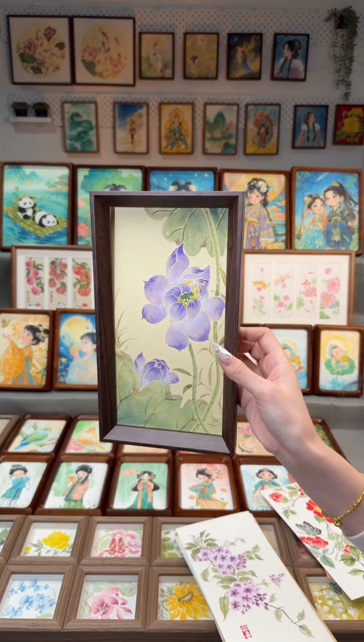 国画紫荷花 手绘国画27