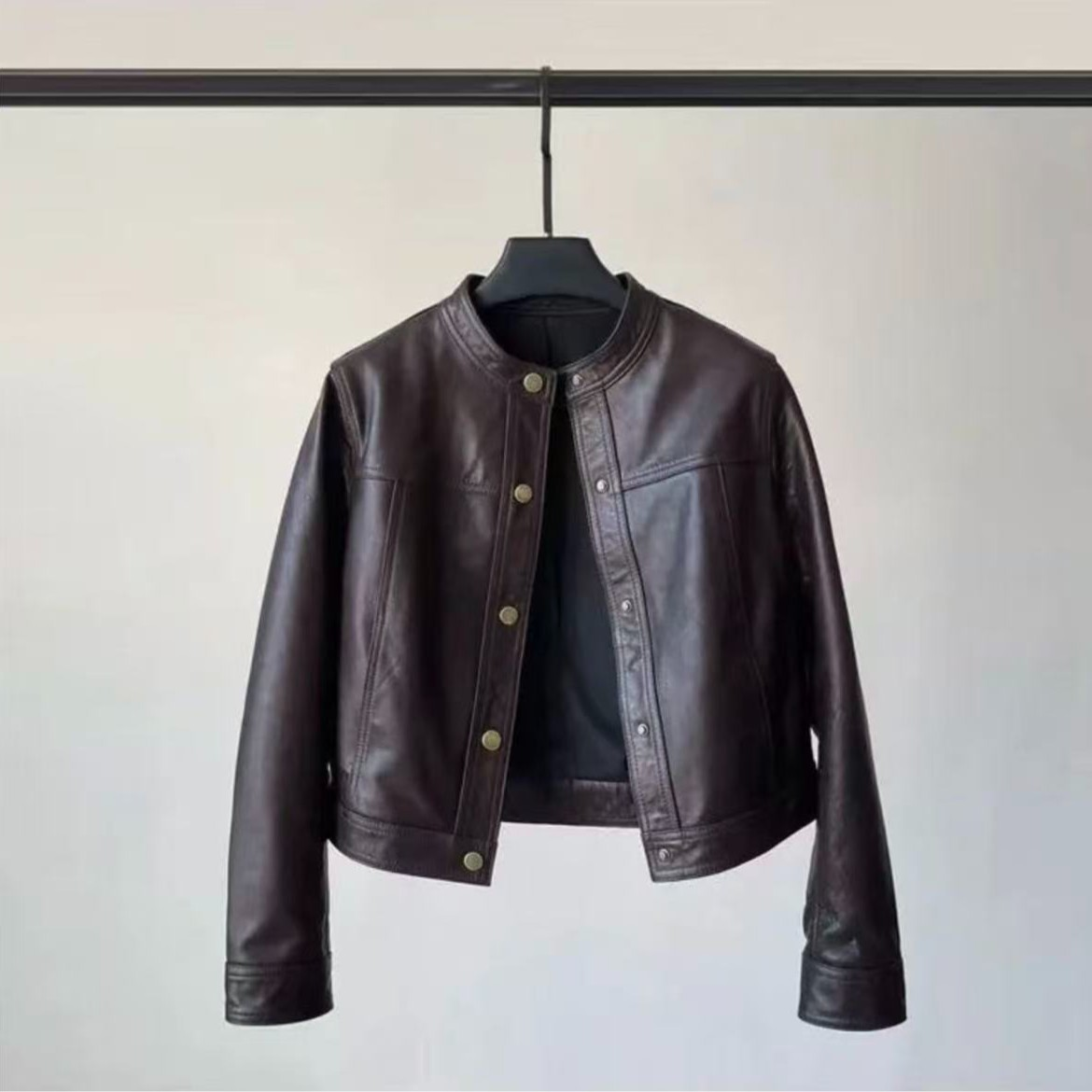 【海宁短款皮衣】复古风皮衣，解锁秋日酷飒与温柔的双重穿搭密码816