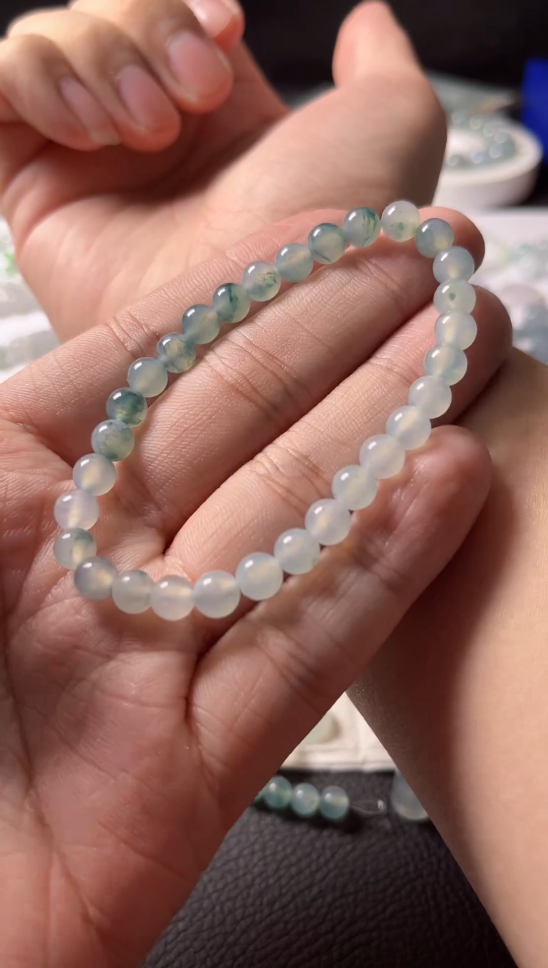 【闪购商品】翡翠散珠卡6.5ｍｍ+飘花珠串，买断