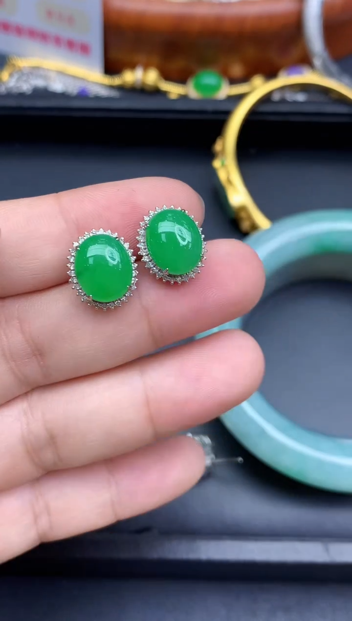 18K金镶嵌翡翠耳饰616-中国好珍宝