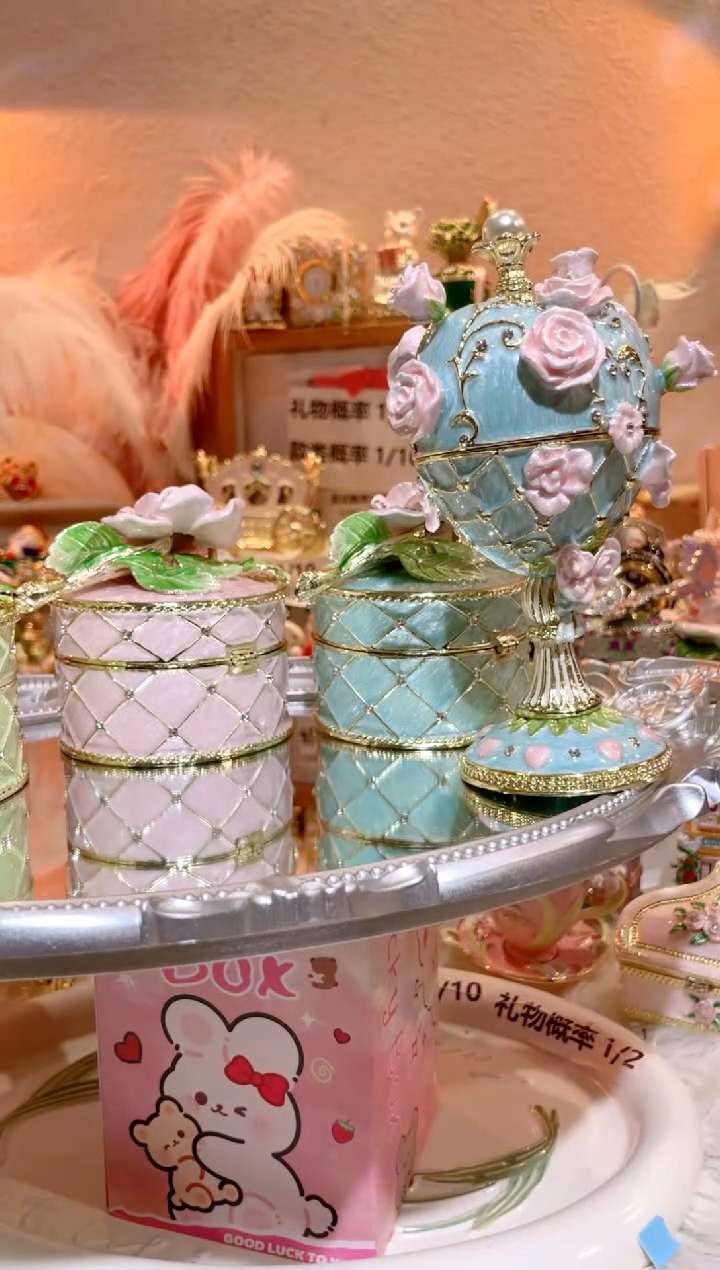 合金珐琅彩心花怒放蓝色