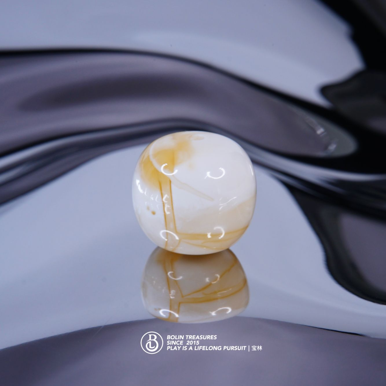 12.5mm金漆瓷白一线沁色老型单珠· 天然琥珀蜜蜡精品文玩配饰