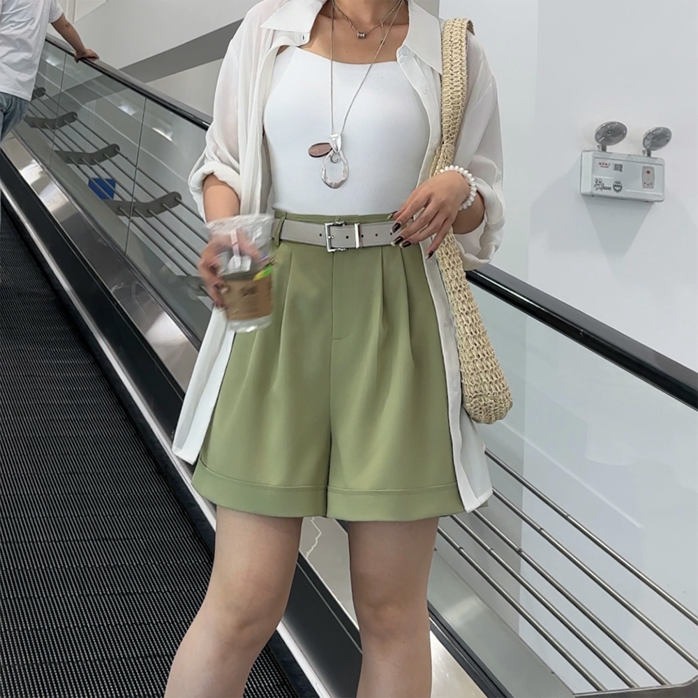 【夏上新】胖mm显瘦高腰A字短裤通勤休闲裤200斤牛仔裤女MJ528_XD