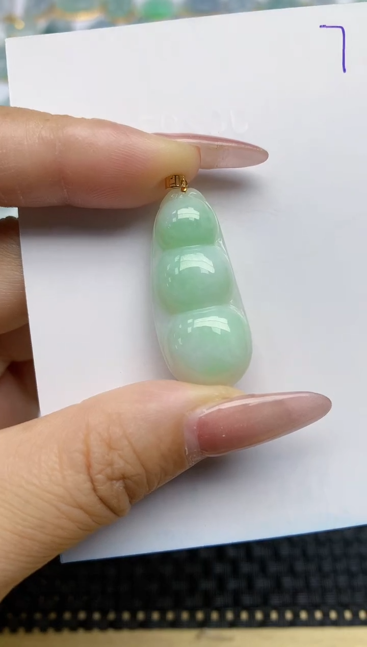 【闪购商品】翡翠颈饰18K金镶嵌天然A货翡翠 7