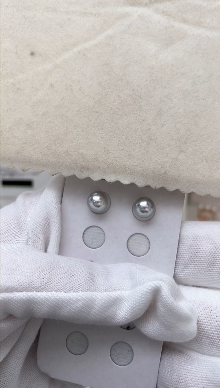 【闪购商品】海水珍珠耳饰银S925镶嵌真多麻7-7.5耳钉极微瑕