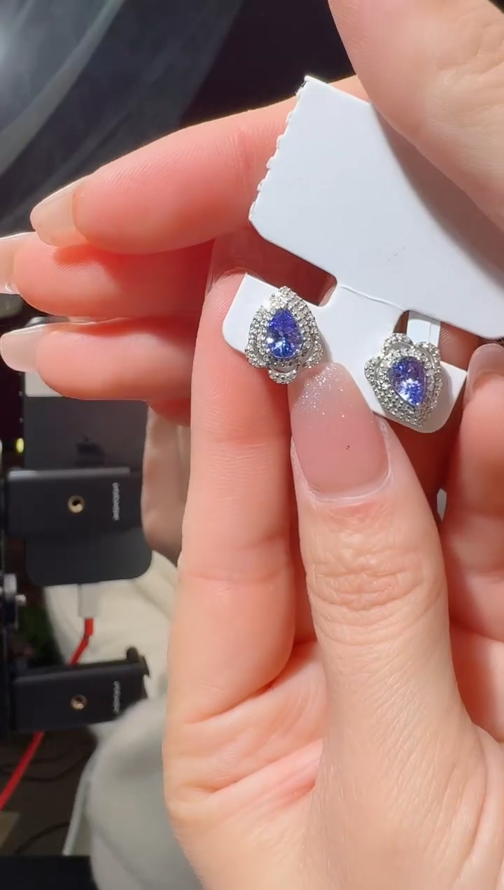 未镶嵌耳饰坦桑石天然坦桑石耳饰