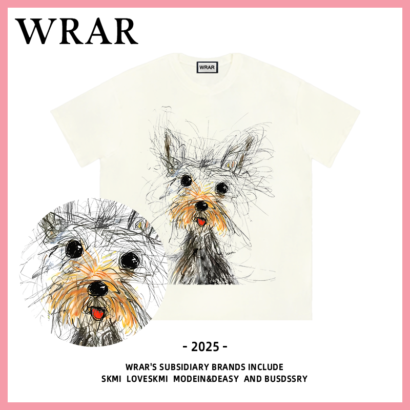 【手绘雪纳瑞】新品动物系列夏季透气宽松T恤圆领慵懒风可爱百搭