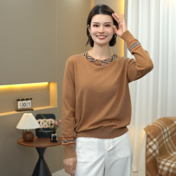 轻奢圆领百搭休闲羊毛针织上衣女