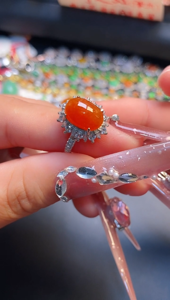 银S925镶嵌戒指翡翠天然