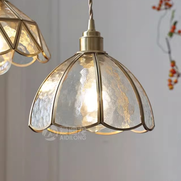 北欧简约日式复古个性创意吧台餐厅玄关橱窗民宿石纹玻璃黄铜吊灯