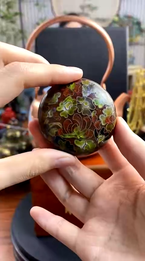 【闪购商品】非遗技艺 景泰蓝粉盒棕万花（老）