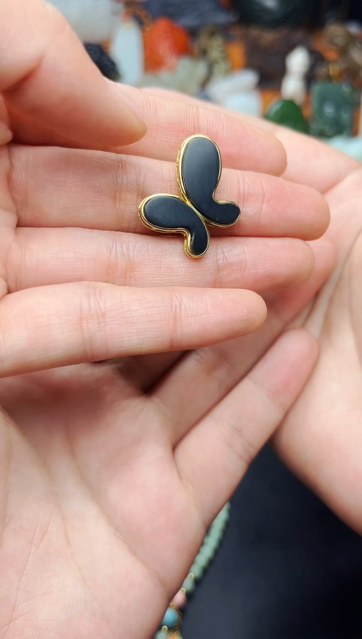 【闪购商品】和田玉颈饰银S925镶嵌蝴蝶01