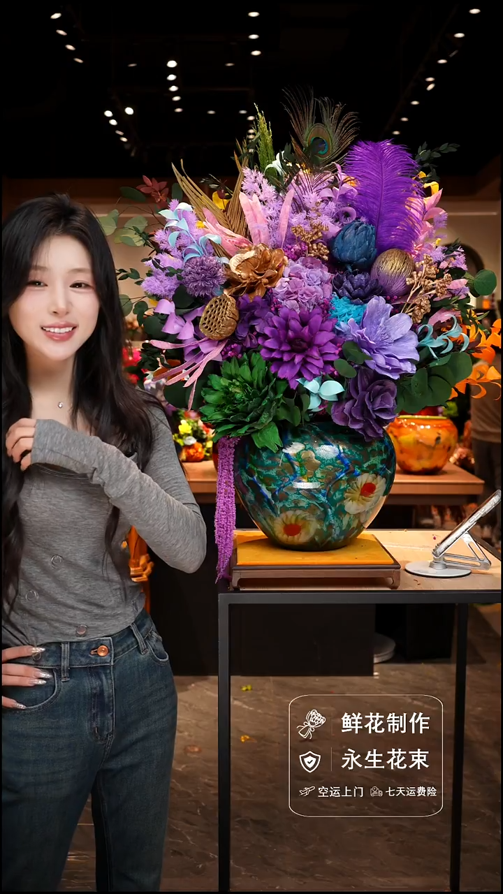 手工艺品琉璃手工花器花束空运包邮送货上门-以图片为准    