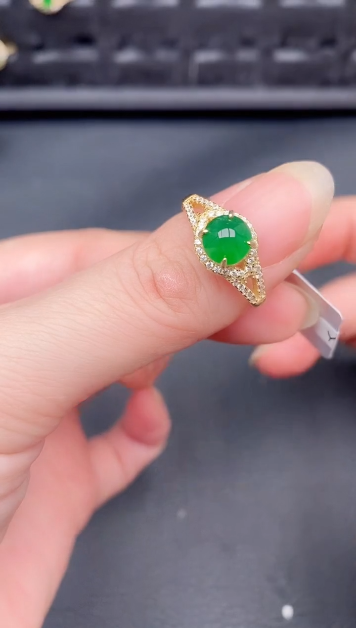 银S925镶嵌戒指翡翠天然a货翡翠186