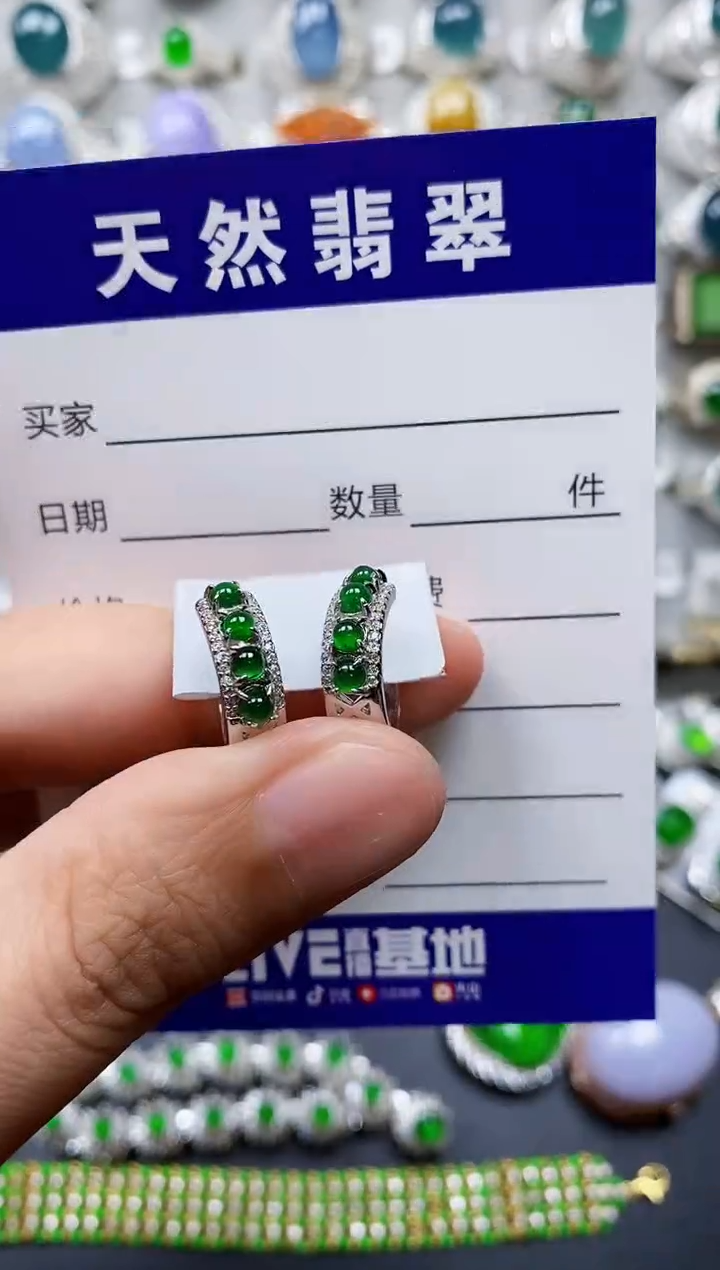 【闪购商品】翡翠耳饰银S925镶嵌0411