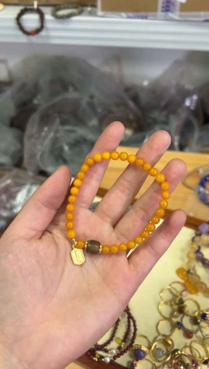 【闪购商品】蜜蜡手链未镶嵌满蜜蜜蜡设计款手链[0544]