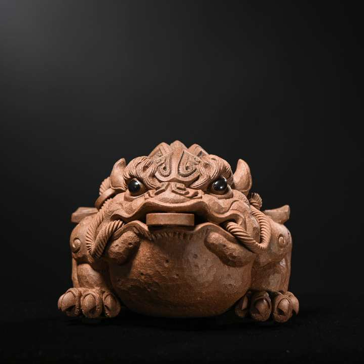 柏年溯艺【蟾小仙儿】紫砂茶宠摆件吉柏年手工可养摆件金蟾创意