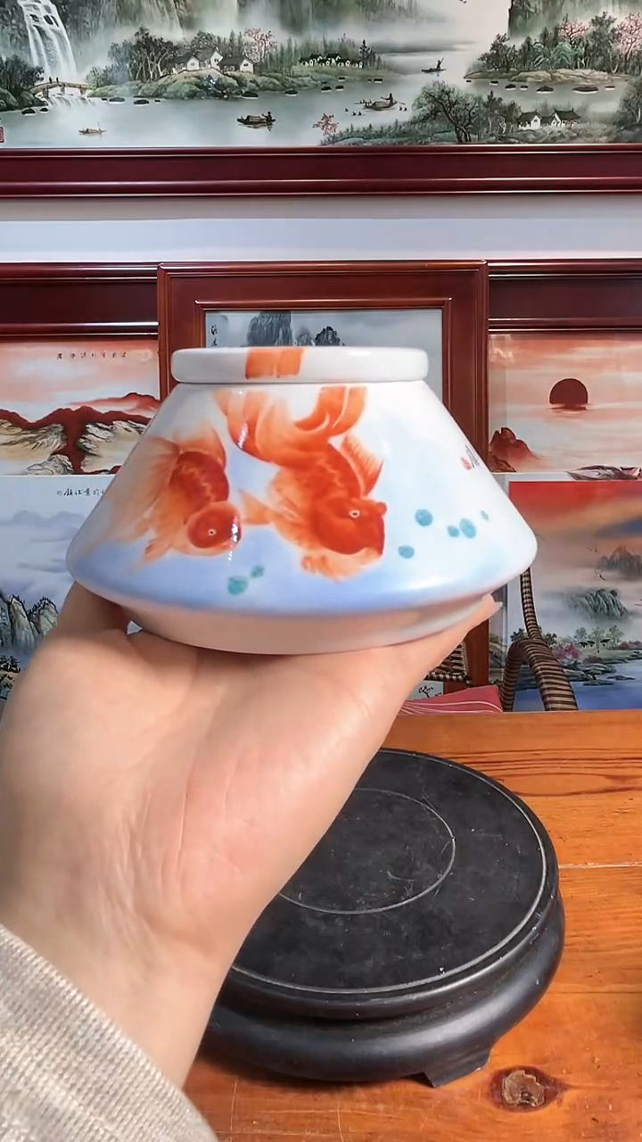 【闪购商品】官窑瓷画院812官窑瓷画院孙小霞金鱼茶叶罐