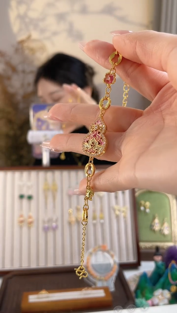 铜合金无粉色葫芦手链