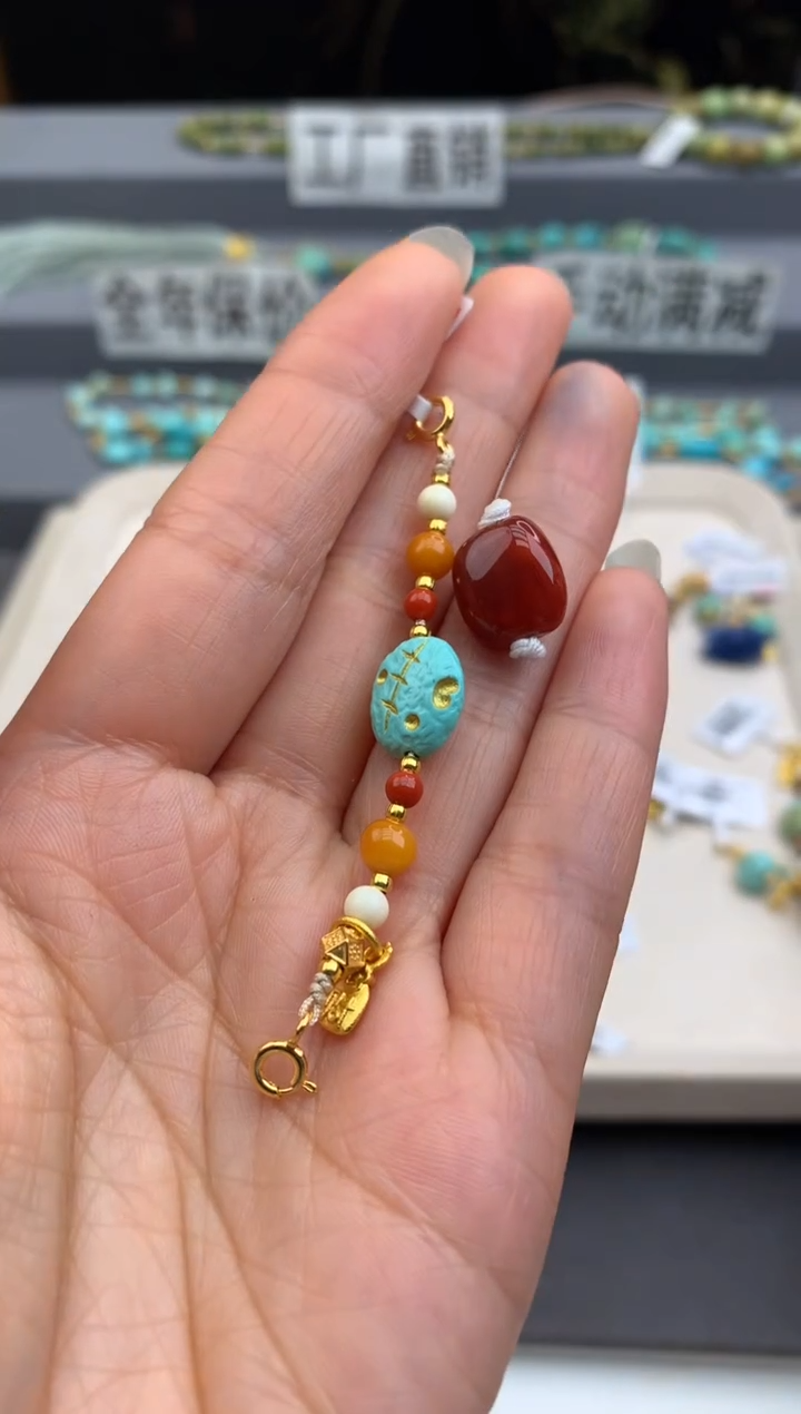 银S925镶嵌提溜南红玛瑙茜.E98