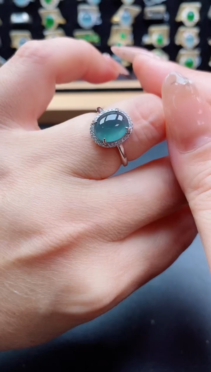 银S925镶嵌戒指翡翠1