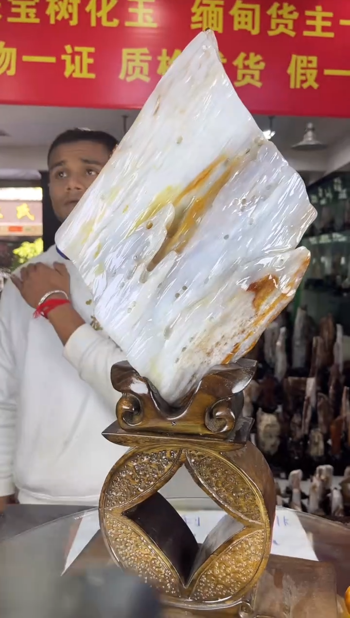 未镶嵌珠宝奇石硅化玉缅甸天然树化玉精品居家摆件