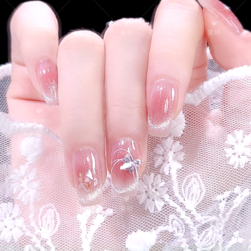 【贝壳猫眼】穿戴甲美甲纯手工制作显白渐变指甲油胶短款中长款贴片