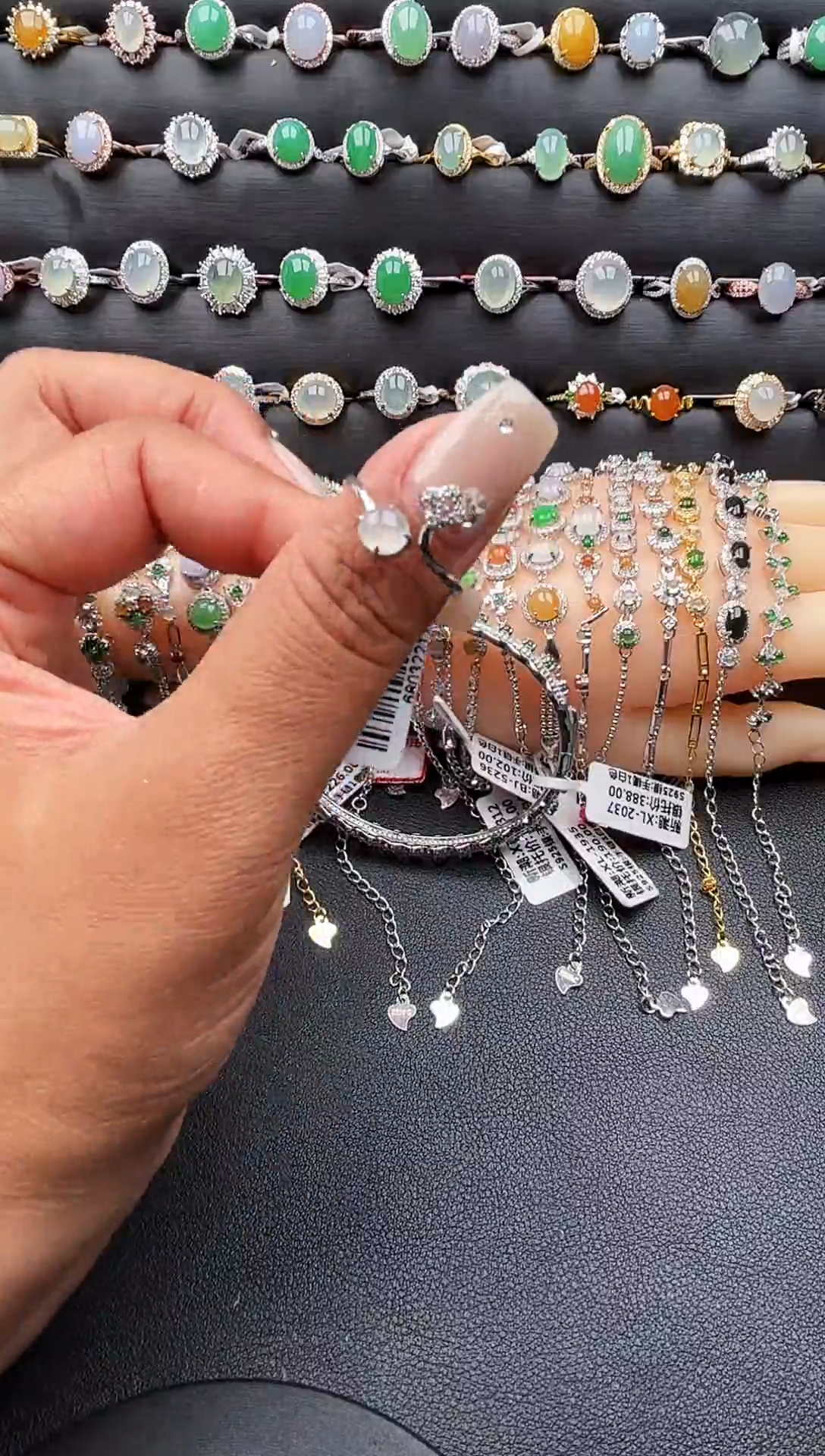 【闪购商品】翡翠戒指银S925镶嵌缅甸天然A货翡翠S925银镶嵌