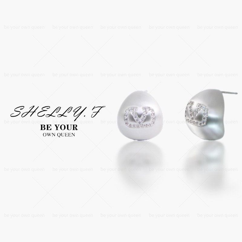 铜合金合成锆石耳饰 JE004半圆A耳钉气质轻奢时尚复古法式