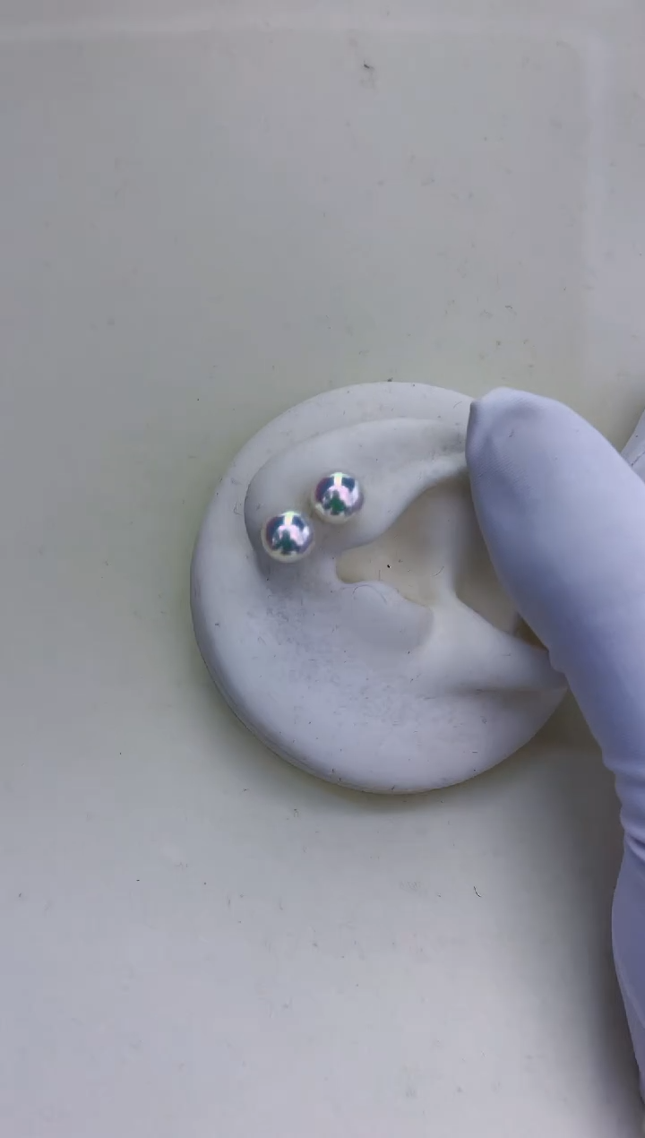 18K金镶嵌饰品海水珍珠7-7.5素钉定制