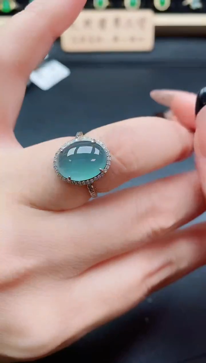 银S925镶嵌戒指翡翠1