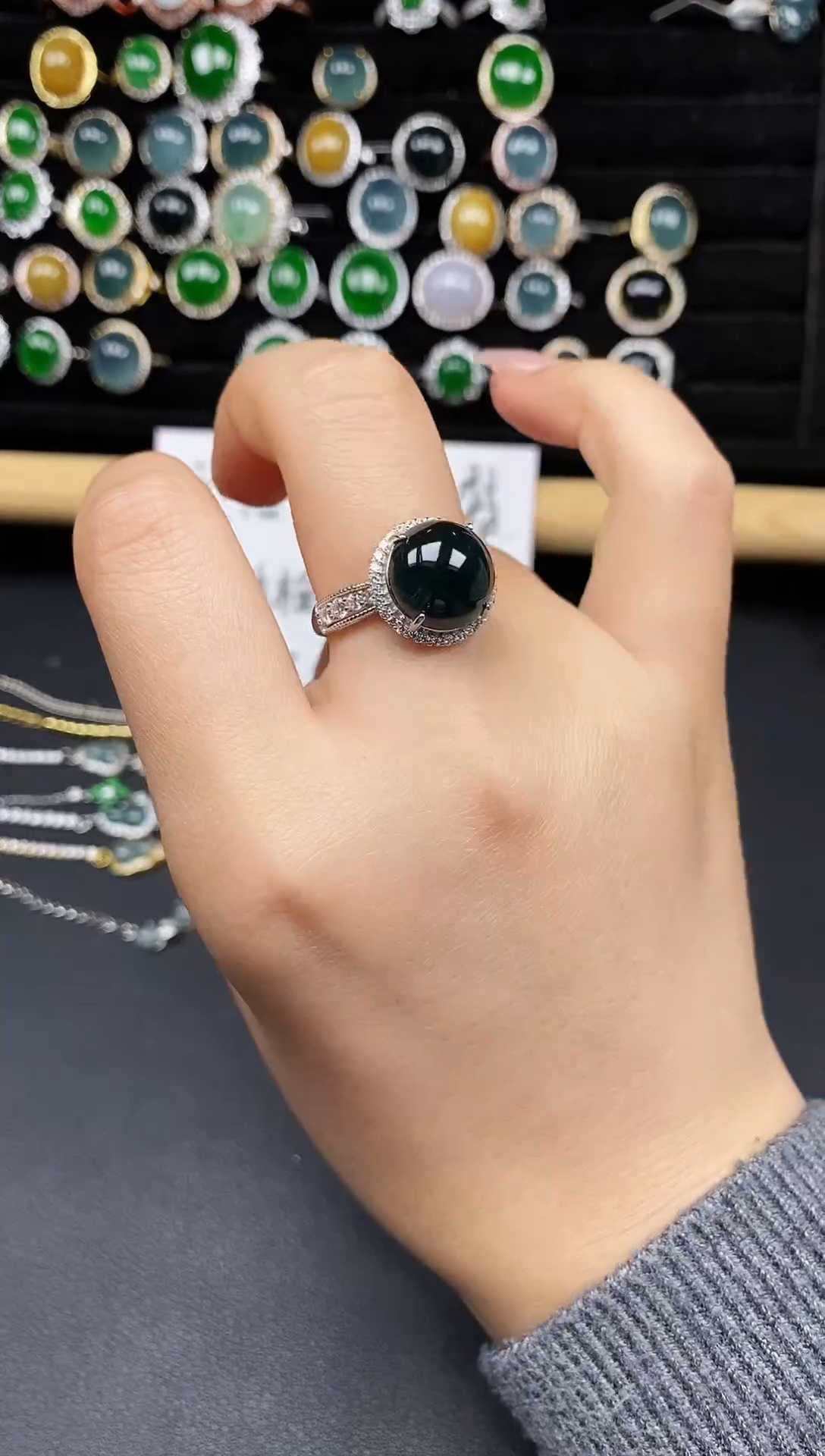 银S925镶嵌戒指翡翠111