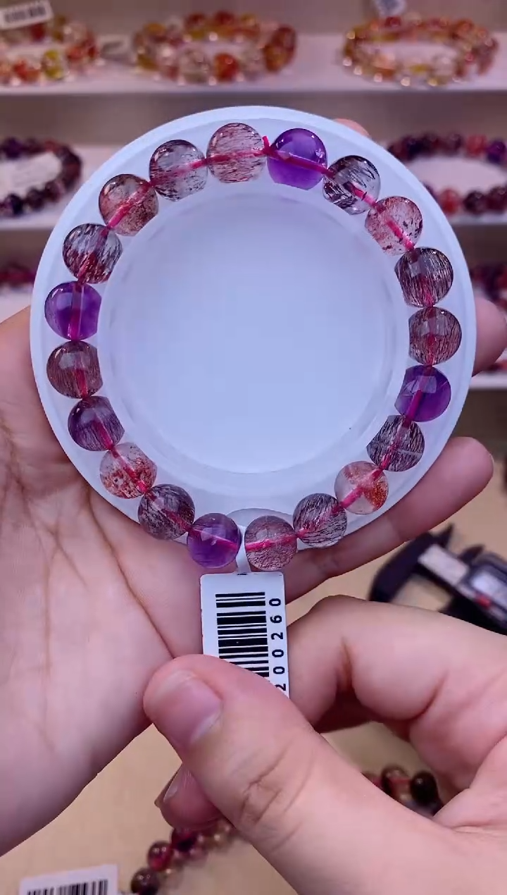 未镶嵌手串水晶黑加仑超七单圈9m+