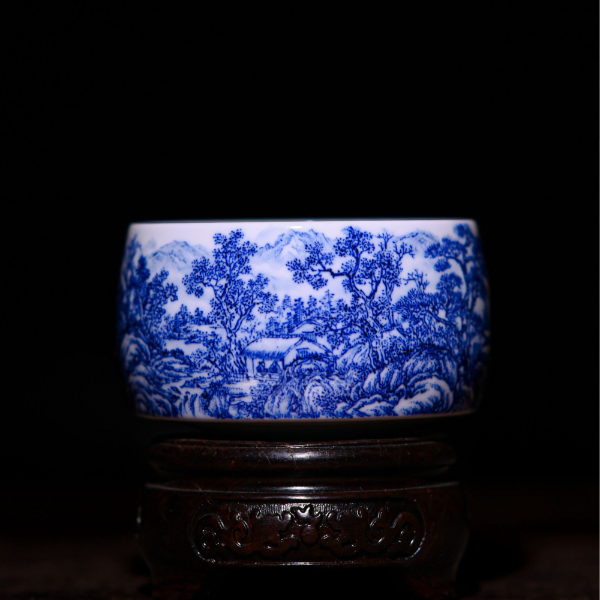 景德镇九段烧九段妙手青花夏景禅定杯主人杯A5茶杯