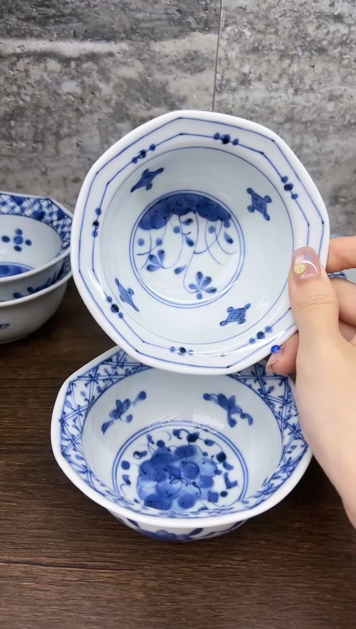 瓷蓝凛堂系列八角小钵2支