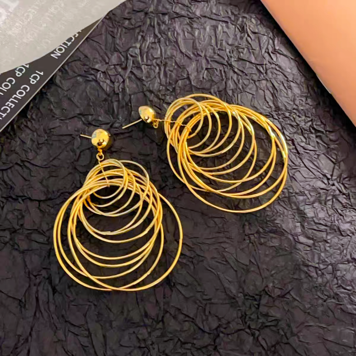 铜合金耳饰 a679欧美个性多圈镂空夸张潮酷时尚百搭耳饰