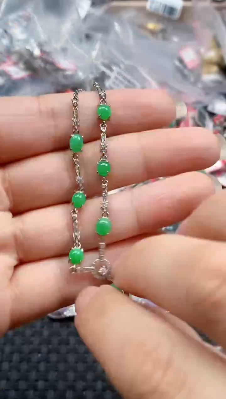 银S925镶嵌戒指翡翠天然A货缅甸翡翠