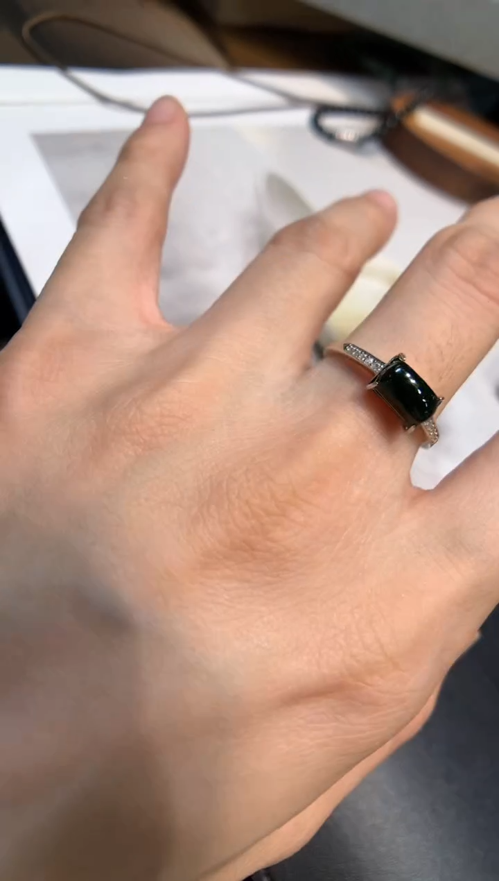 银S925镶嵌戒指翡翠戒指